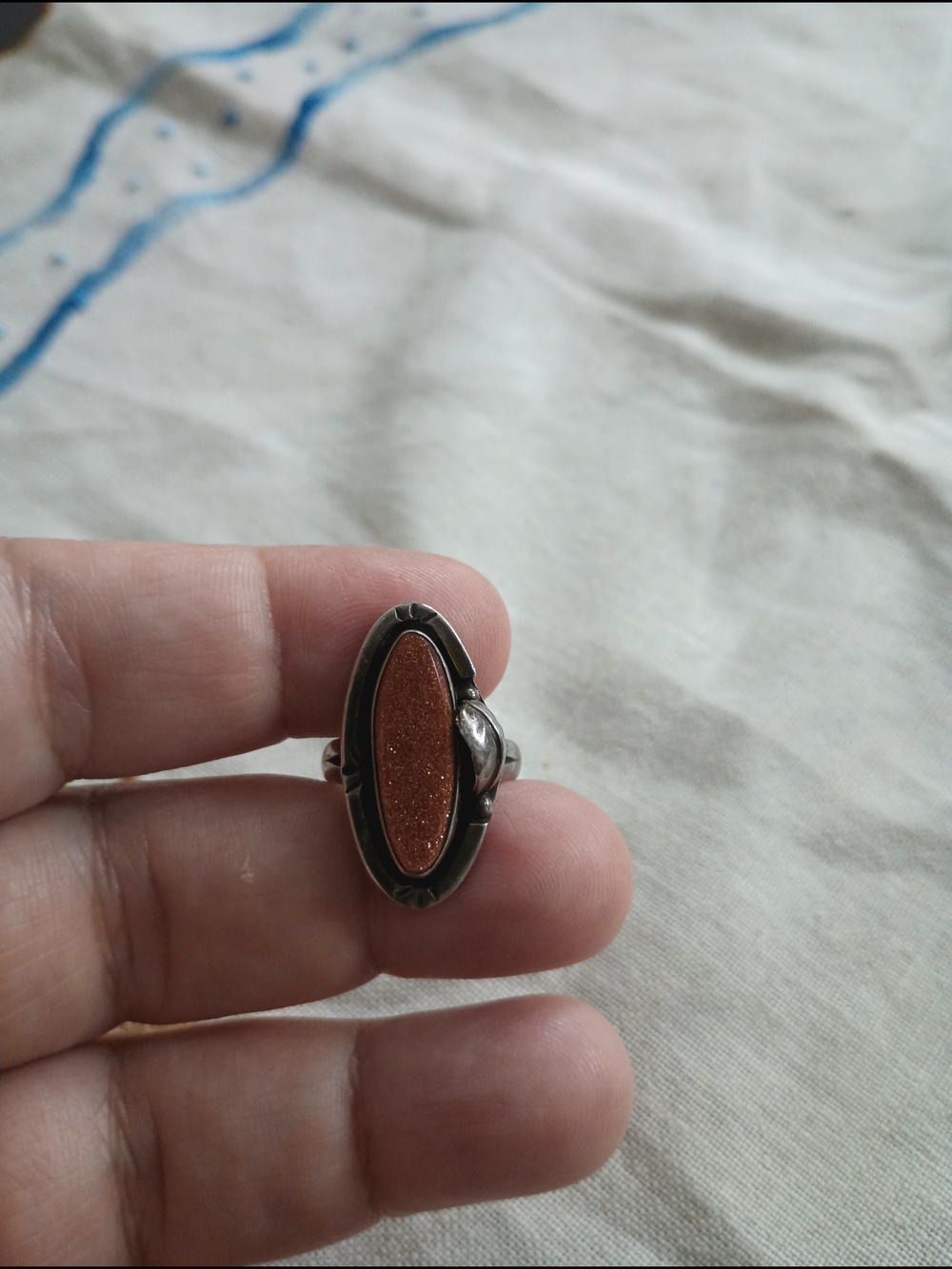 Women's Sterling Silver Oval  Ring - Elegant Brown Stone Size 6